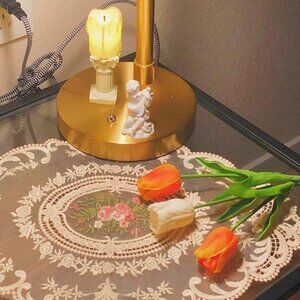 Vintage Hand Crochet Lace Doily Table Topper Mats Flower Rose Tablecloth